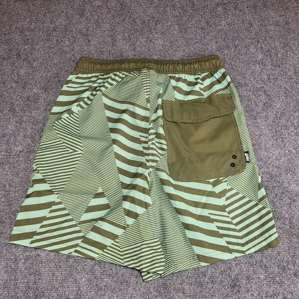 NEFF MEN'S DUCKY STRETCH GRAPHIC GEOMETRIC STRIPPED SWIM SHORTS SIZE MEDIUM